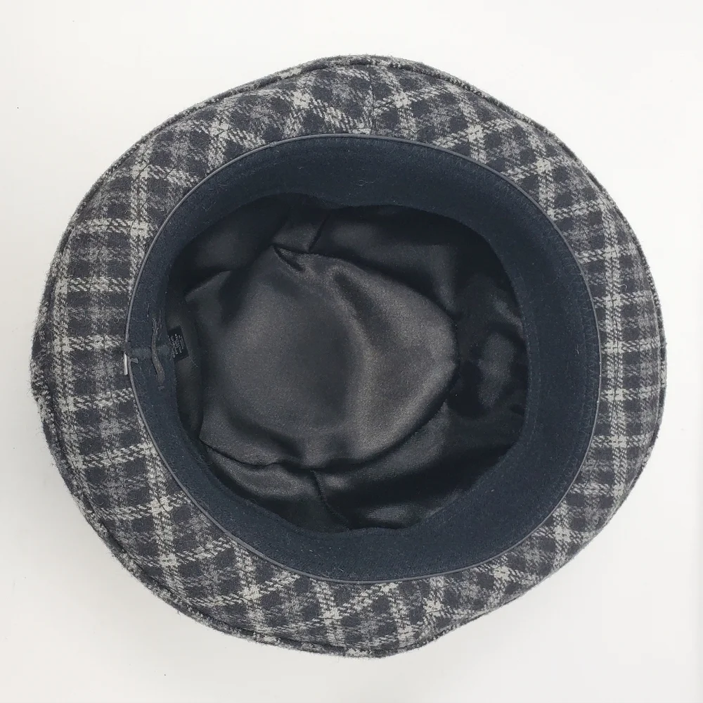 TARNISH BLACK GREY PLAID WOOL BLEND TRIBLY FEDORA HAT WOMEN OS